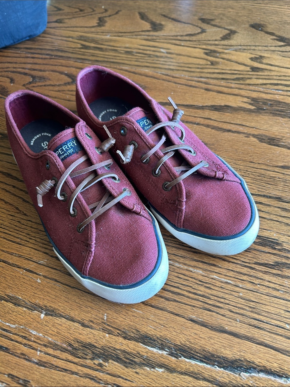 Sperry Burgundy Canvas Sneaker with White Sole